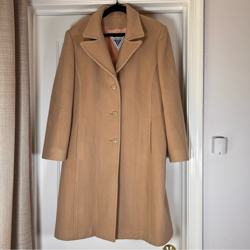 Vintage  Marvin Richard’s Tan Camel Wool Trench Coat Medium Petite
